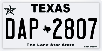 TX license plate DAP2807
