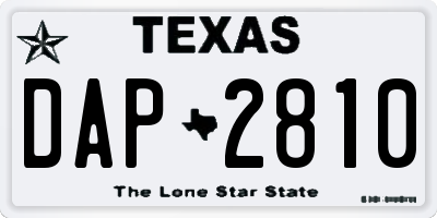 TX license plate DAP2810