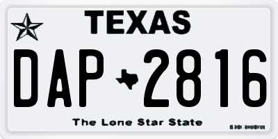 TX license plate DAP2816