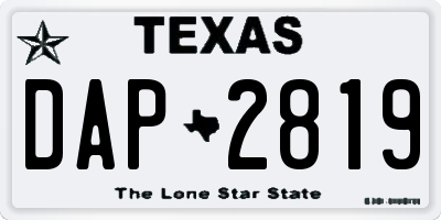 TX license plate DAP2819