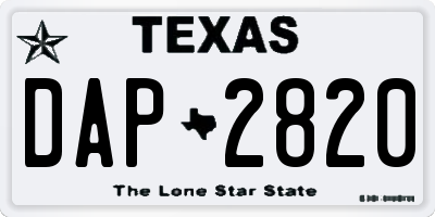 TX license plate DAP2820