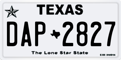 TX license plate DAP2827