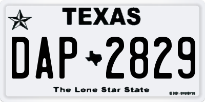TX license plate DAP2829