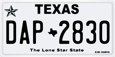 TX license plate DAP2830