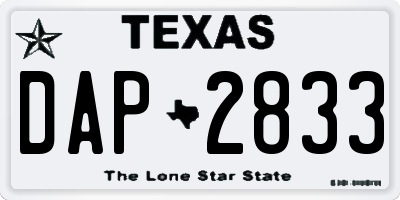 TX license plate DAP2833