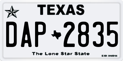 TX license plate DAP2835