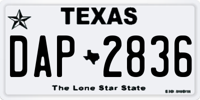 TX license plate DAP2836