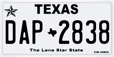 TX license plate DAP2838