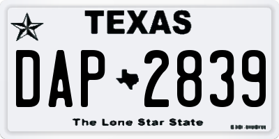 TX license plate DAP2839
