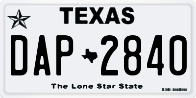 TX license plate DAP2840