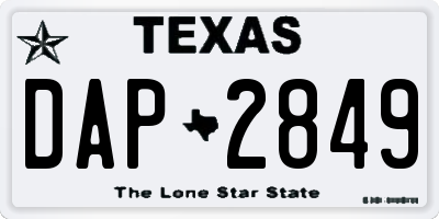 TX license plate DAP2849