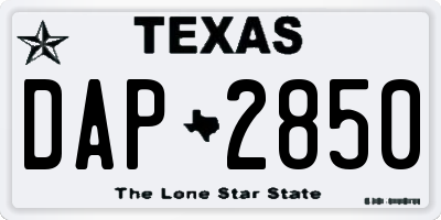 TX license plate DAP2850