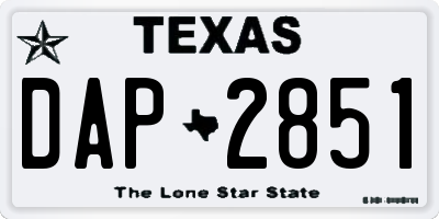 TX license plate DAP2851
