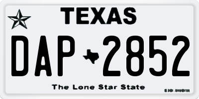 TX license plate DAP2852