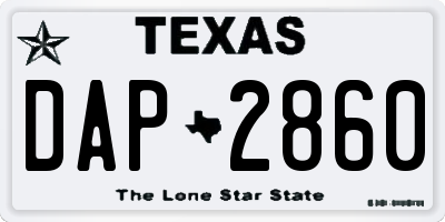 TX license plate DAP2860
