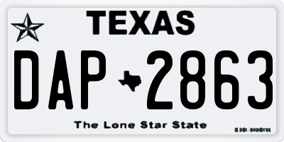 TX license plate DAP2863