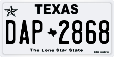 TX license plate DAP2868