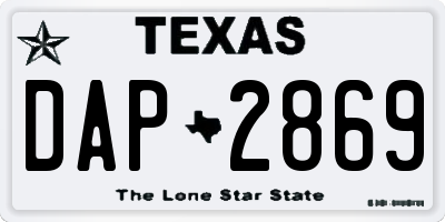 TX license plate DAP2869
