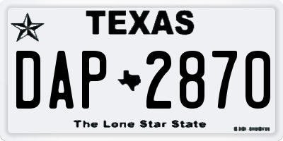 TX license plate DAP2870