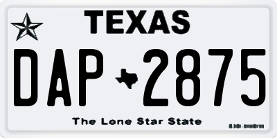 TX license plate DAP2875