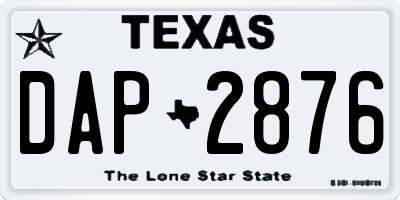 TX license plate DAP2876