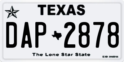 TX license plate DAP2878