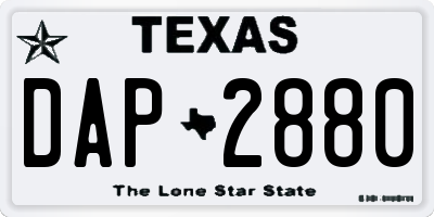 TX license plate DAP2880
