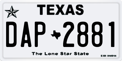 TX license plate DAP2881