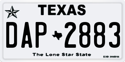 TX license plate DAP2883
