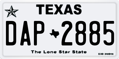 TX license plate DAP2885