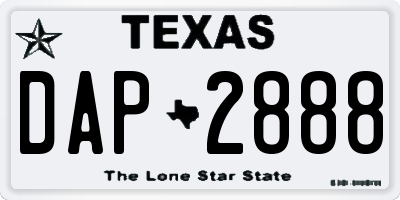 TX license plate DAP2888