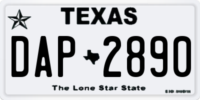 TX license plate DAP2890