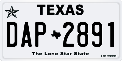 TX license plate DAP2891