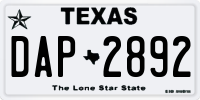TX license plate DAP2892