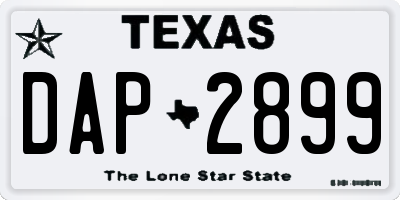 TX license plate DAP2899
