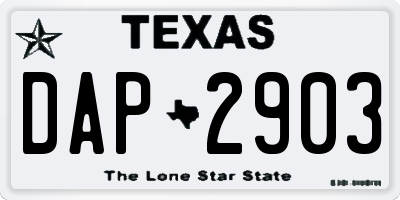 TX license plate DAP2903