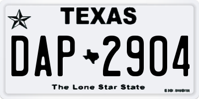 TX license plate DAP2904