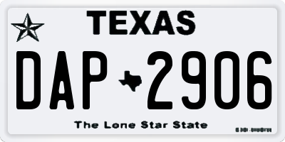 TX license plate DAP2906