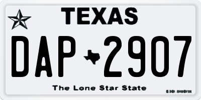 TX license plate DAP2907