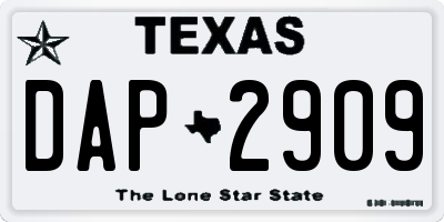 TX license plate DAP2909