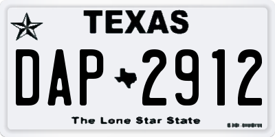 TX license plate DAP2912
