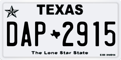 TX license plate DAP2915