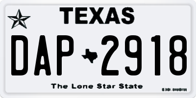 TX license plate DAP2918