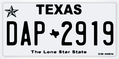 TX license plate DAP2919
