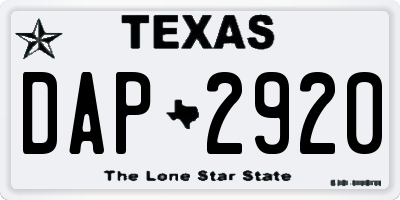 TX license plate DAP2920