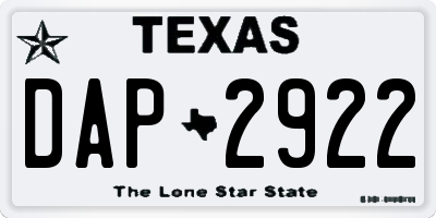 TX license plate DAP2922