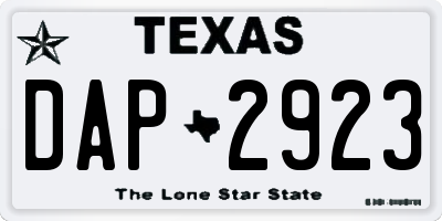 TX license plate DAP2923