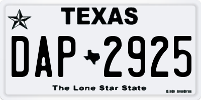 TX license plate DAP2925