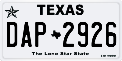 TX license plate DAP2926
