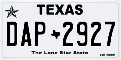 TX license plate DAP2927